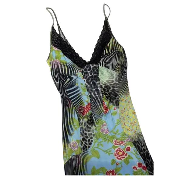 Vintage Luxury Roberto Cavalli Designer Dress Animal Print Floral Patchwrk Sz 8 - Picture 4 of 7